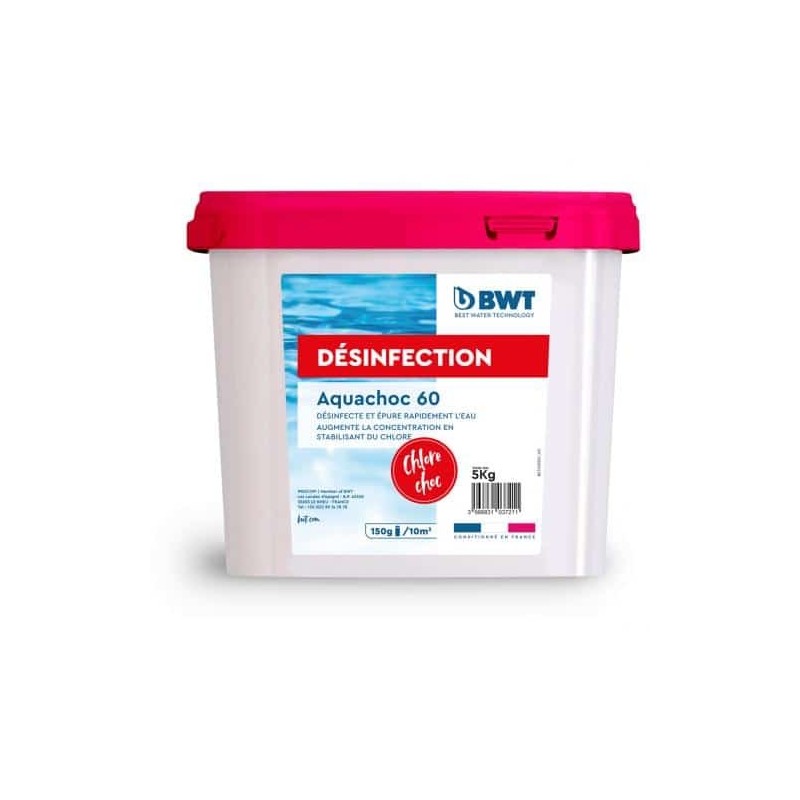 AQUACHOC 60 - 5kg | Chlore Choc Granulés Stabilisé AQUACHOC 60 - 5kg | Chlore Choc Granulés Stabilisé