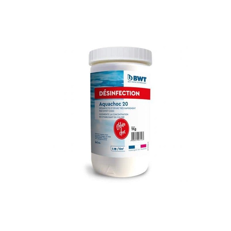 Chlore choc en pastille 20gr AQUACHOC 20 - 1 KG Chlore choc en pastille 20gr AQUACHOC 20 - 1 KG