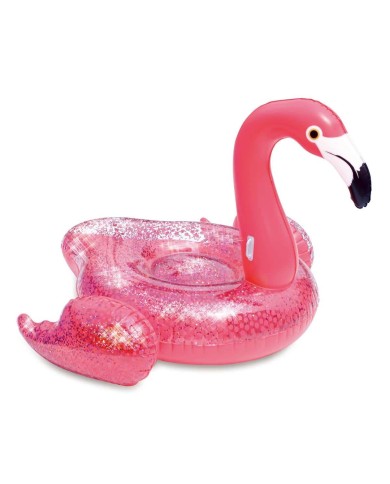 Bouée flamant rose XXL pailletée