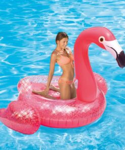 Bouée flamant rose XXL pailletée